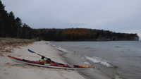 My kayak on shore at Chapel Beach