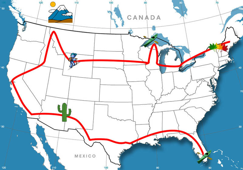 Approximate route I drove around the U.S.A.